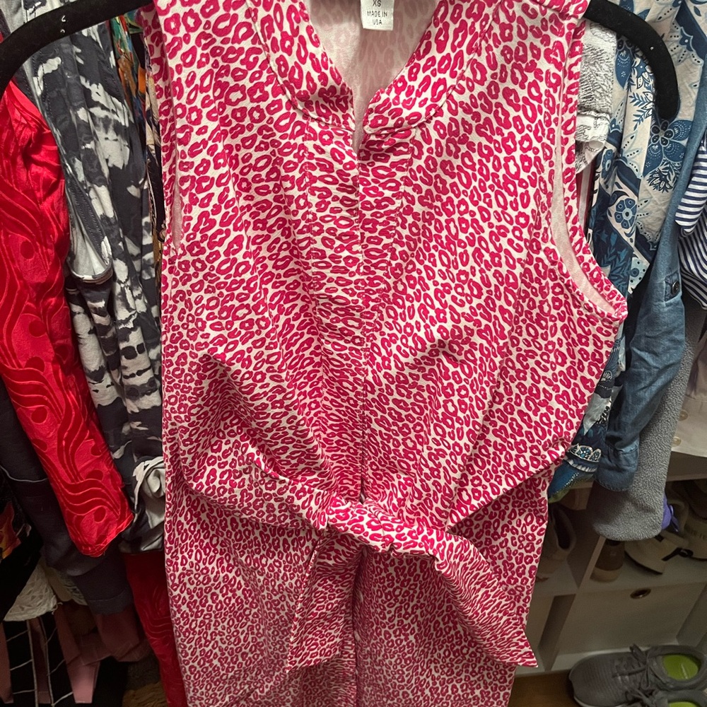Sara Campbell Pink Leopard Print Midi Dress